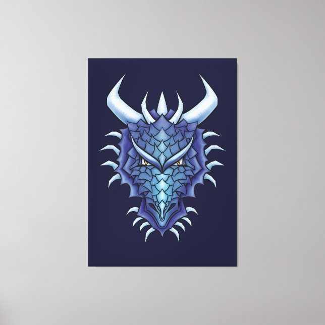 Coola Dragon Art - Lila Blue Magic Dragon Head Canvastryck (Framsida)