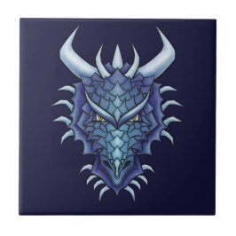 Coola Dragon Art - Lila Blue Magic Dragon Head Kakelplatta