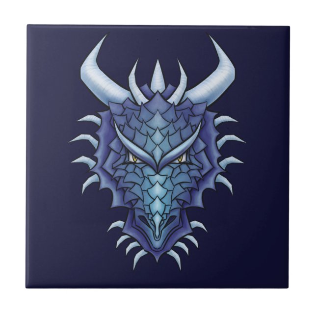 Coola Dragon Art - Lila Blue Magic Dragon Head Kakelplatta (Framsidan)