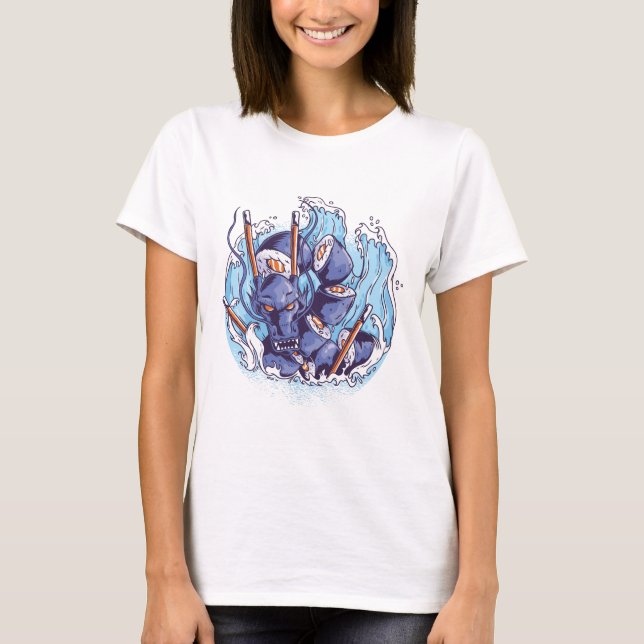 Coola Dragon SUSHI Anime Graphics Manage Foodie Ar T Shirt (Framsida)
