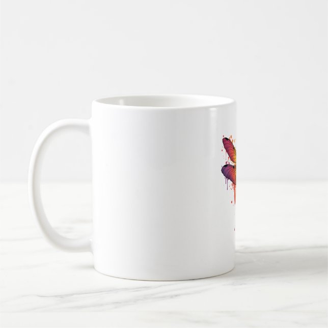 Coola Dragonfly på färglöst målad Dragonfly Kaffemugg (Vänster)