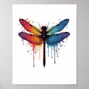 Coola Dragonfly på färglöst målad Dragonfly Poster