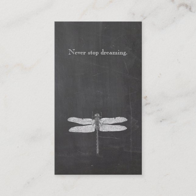 Coola Dragonfly Rustic Nature Chalkboard Visitkort (Framsida)