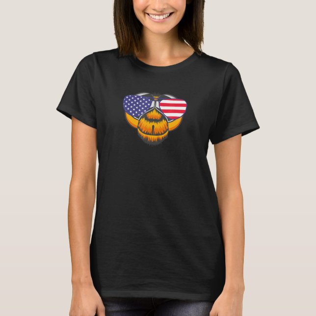 Coola Dragonfly under USA flagga Sunglass US Amer T Shirt (Framsida)