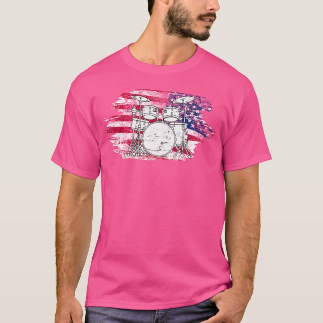 Coola Drummer Art För manar kvinnor Amerika USA:s  T Shirt (Framsida)