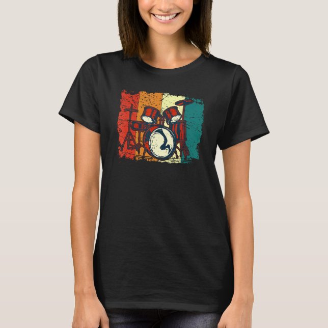 Coola Drumset of Drummer Retro Drumming Gifts Drum T Shirt (Framsida)