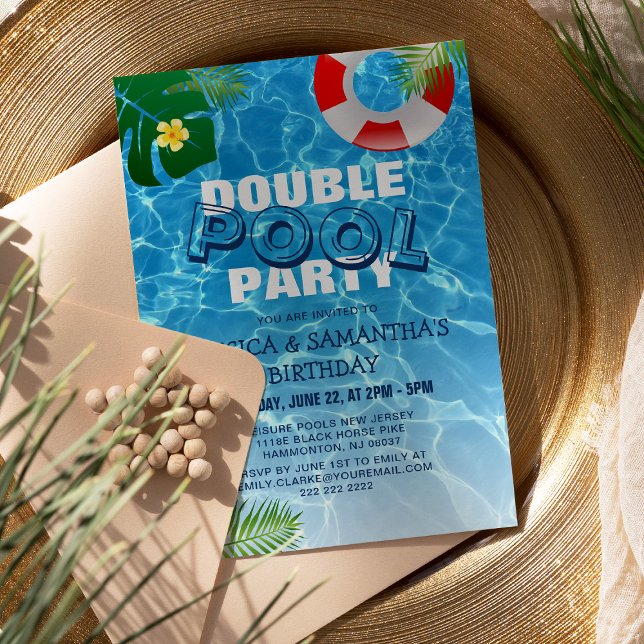 Coola Dubbla Bassäng Party | Gemensam Födelsedagsf Inbjudningar (Skapare uppladdad)