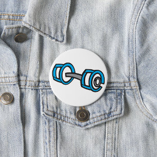 Coola Dumbbell Fitness Blue och Grått Gym Graphic Knapp