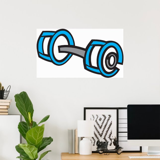 Coola Dumbbell Fitness Blue och Grått Gym Graphic Poster (Skapare uppladdad)