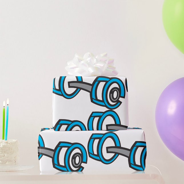 Coola Dumbbell Fitness Blue och Grått Gym Graphic Presentpapper (Skapare uppladdad)