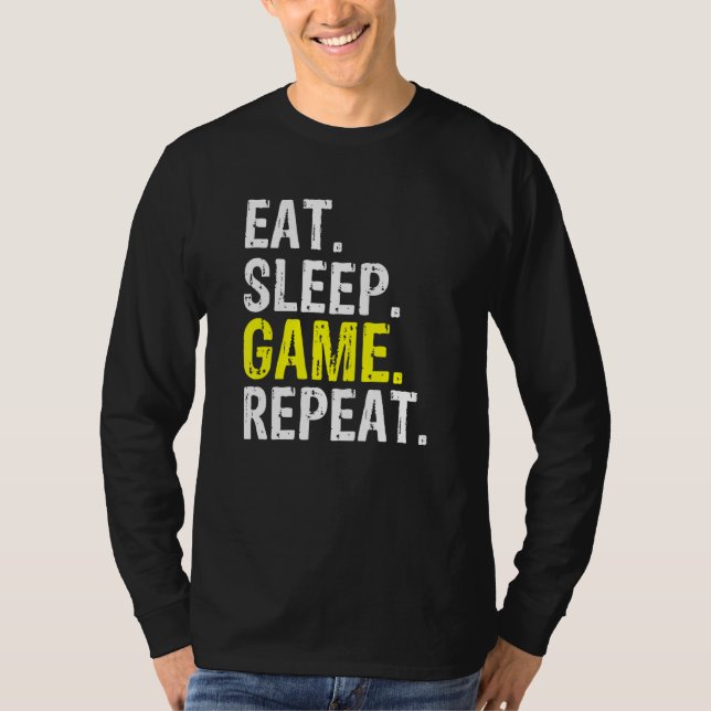 Coola Eat-viloläge Upprepa spel och spelmedlemskap T Shirt (Framsida)