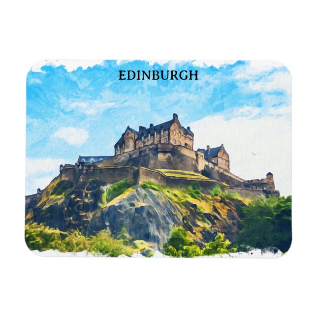 Coola Edinburgh Scotland Castle Painting Magnet (Horisontell)