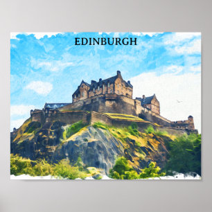 Coola Edinburgh Scotland Castle Painting Poster