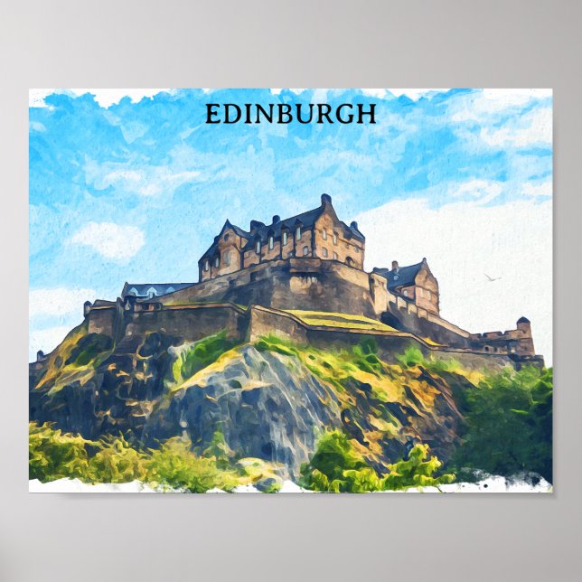 Coola Edinburgh Scotland Castle Painting Poster (Framsidan)