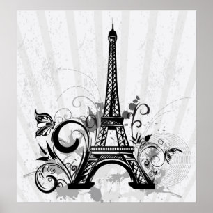 Coola Eiffel Torn snurrar dörrhandfat Poster