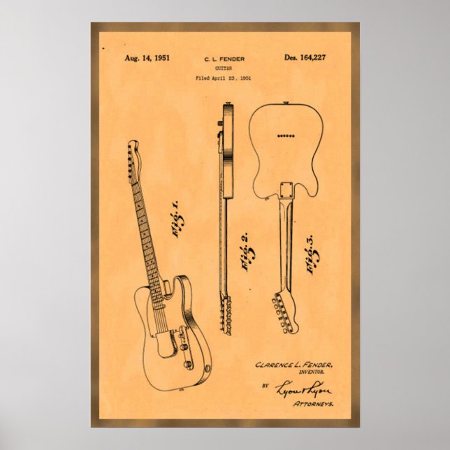 Coola Electric Guitar Patent Poster (Framsidan)