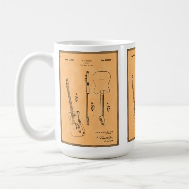 Coola Electric Guitar Patent Retro Art Kaffemugg (Vänster)