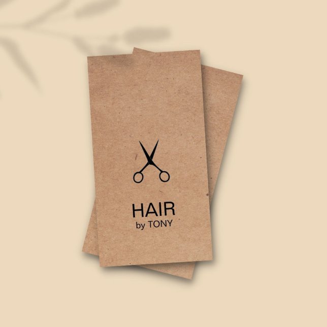 Coola Elegant Kraft Papper Black Scissor Hairstyli Visitkort (Skapare uppladdad)