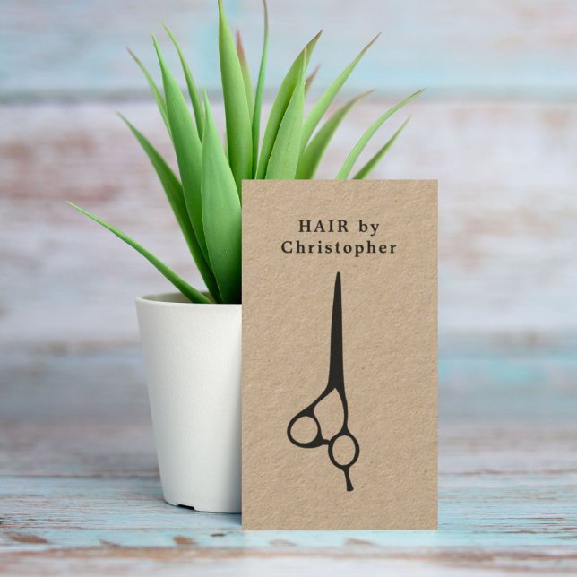 Coola Elegant Kraft Papper Black Scissor Hairstyli Visitkort (Skapare uppladdad)