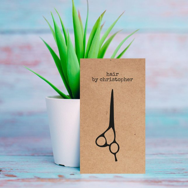 Coola Elegant Kraft Papper Black Scissor Hairstyli Visitkort (Skapare uppladdad)