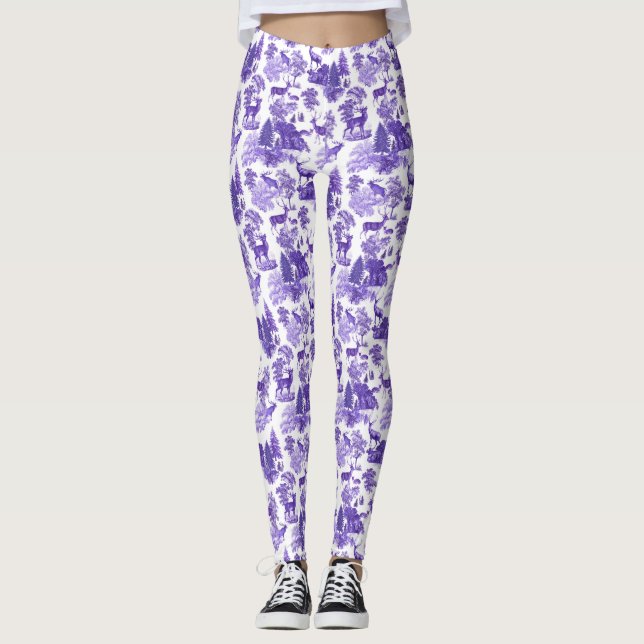 Coola Elegant Periwinkle Blue Hjort Toile Leggings (Framsida)