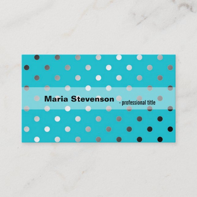 Coola,elegant skuggning akvblått polka dots visitkort (Framsida)