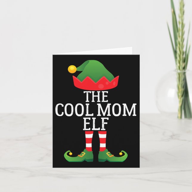 Coola Elf Funny Julafton-familjen Pajama Matching Kort (Framsida)