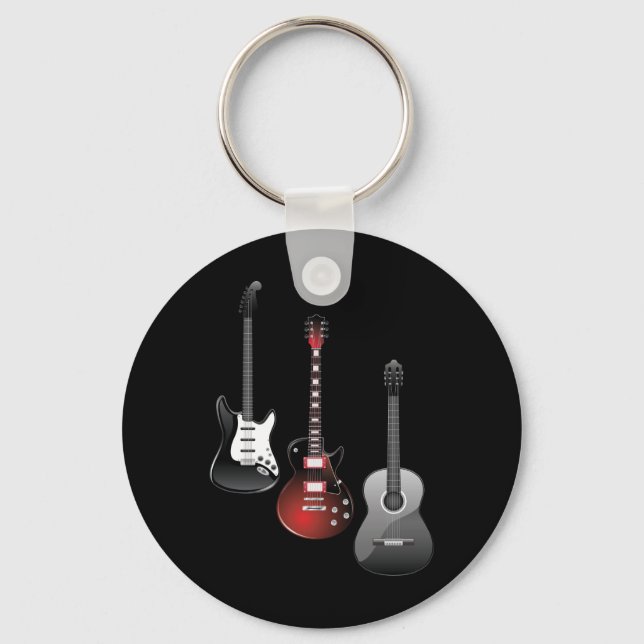 Coola elgitarrer för musikkärlekare Anpassad prese Nyckelring (Framsida)