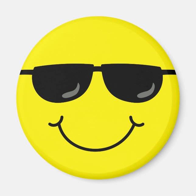 Coola Emoji Ansikte med solglasögon Magnet (Framsidan)