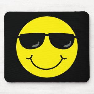Coola Emoji Ansikte Sunglass på svart Musmatta
