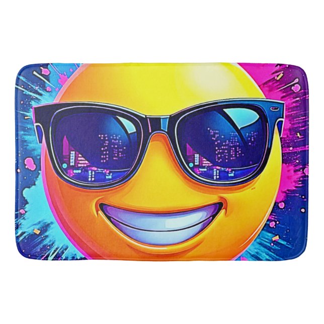 Coola 😎 Emoji Stänk Roligt Badrumsmatta (Framsidan)