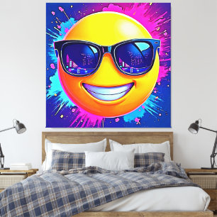 Coola 😎 Emoji Stänk Roligt Canvastryck