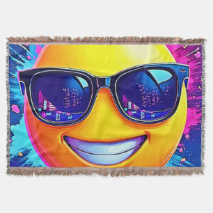 Coola 😎 Emoji Stänk Roligt Filt