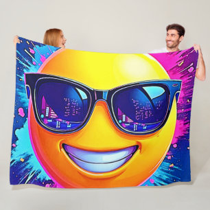 Coola 😎 Emoji Stänk Roligt Fleecefilt