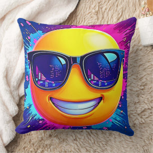 Coola 😎 Emoji Stänk Roligt Kudde