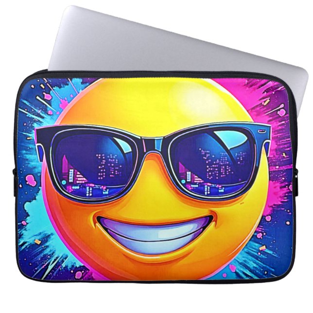 Coola 😎 Emoji Stänk Roligt Laptop Fodral (Framsidan)