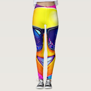Coola 😎 Emoji Stänk Roligt Leggings