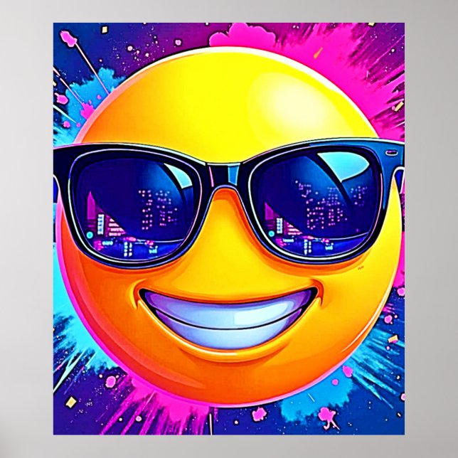 Coola 😎 Emoji Stänk Roligt Poster (Framsidan)