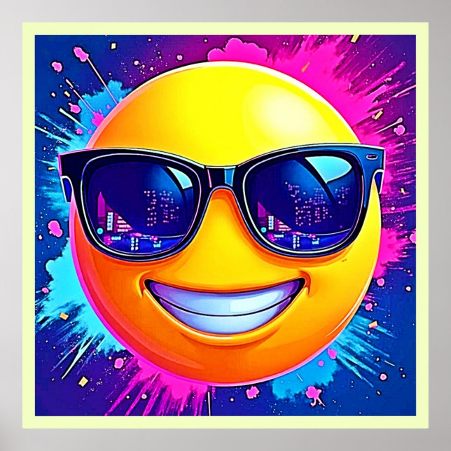 Coola 😎 Emoji Stänk Roligt Poster (Framsidan)