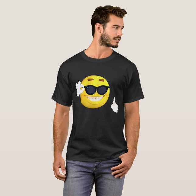 COOLA EMOJI t-tröjor, med solglasögon T-shirt (Hel framsida)