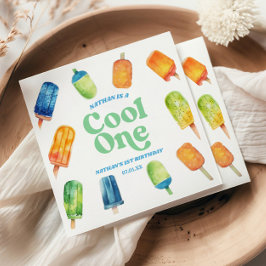 Coola En blå Retro-population 1:a födelsedag Party Pappersservett