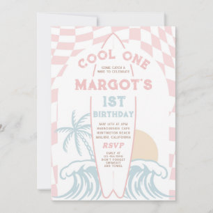 Coola En Surfa Surfboard 1:a födelsedag Party Inbjudningar