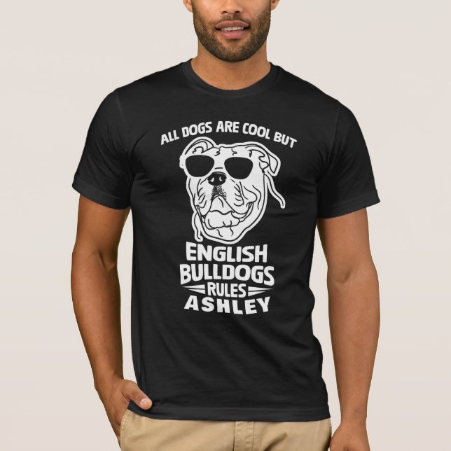Coola Engelsk Bulldog Regel Hund T Shirt (Framsida)