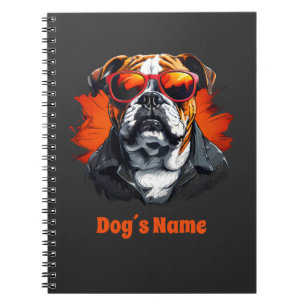 Coola English Bulldog with Sunglasses Anteckningsbok