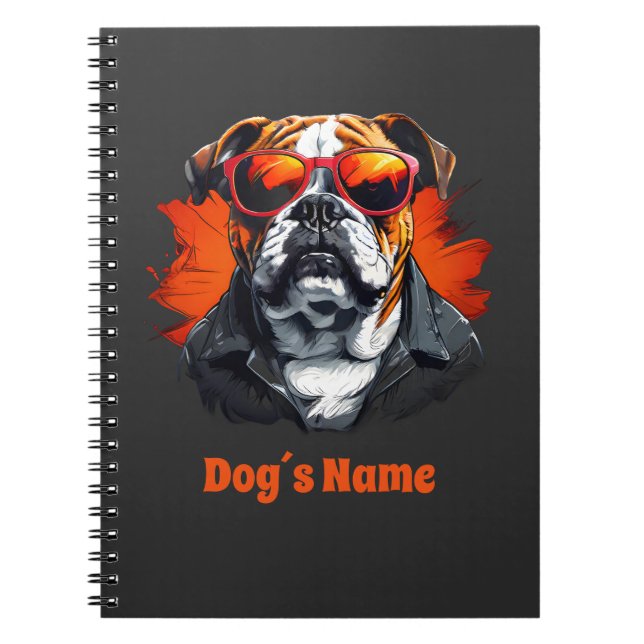 Coola English Bulldog with Sunglasses Anteckningsbok (Framsidan)