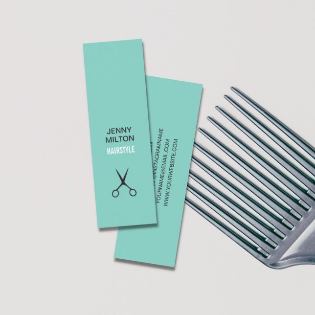 Coola Enkel blå svart sax Hairstylist Mini Visitkort (Skapare uppladdad)