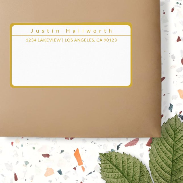 Coola enkel minimalistisk Guld & vit Fraktsedel (Skapare uppladdad)