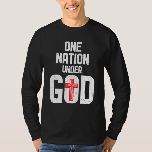 Coola ett nationum under gud Religion Red Kor Acti T Shirt (Framsida)