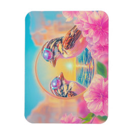 Coola Fåglar med solglasögon vid solnedgång Magnet