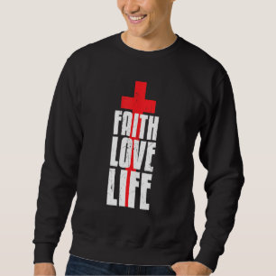Coola Faith Kärlek Life Religion Caring Red Kor Ac Lång Ärmad Tröja